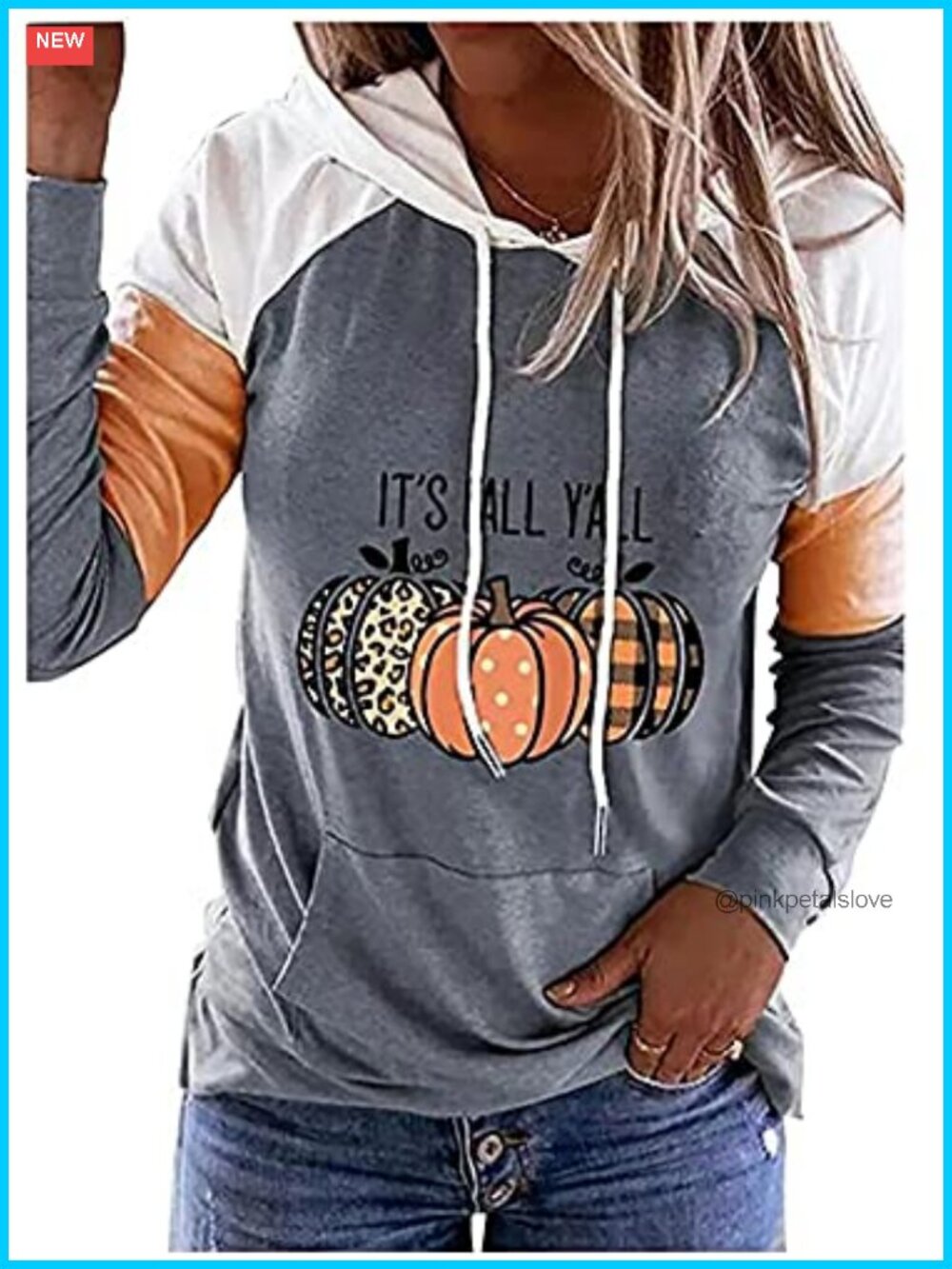It's Fall Y'all Hoodie Women Thanksgiving Pumpkin Long Sleeve Pullover Top